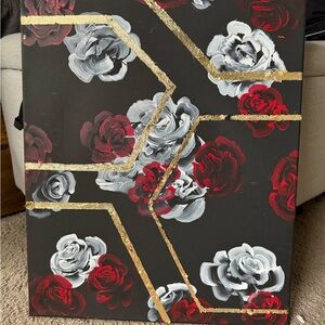 Floral Canvas Art with Gold Accents hand painted by me